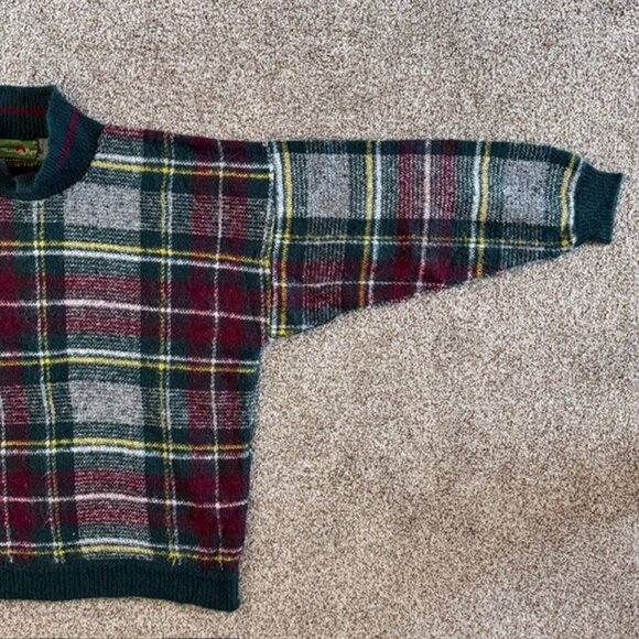 Vintage 80s OUTBACK RED Tartan Plaid Wool Sweater Large - Picture 4 of 10